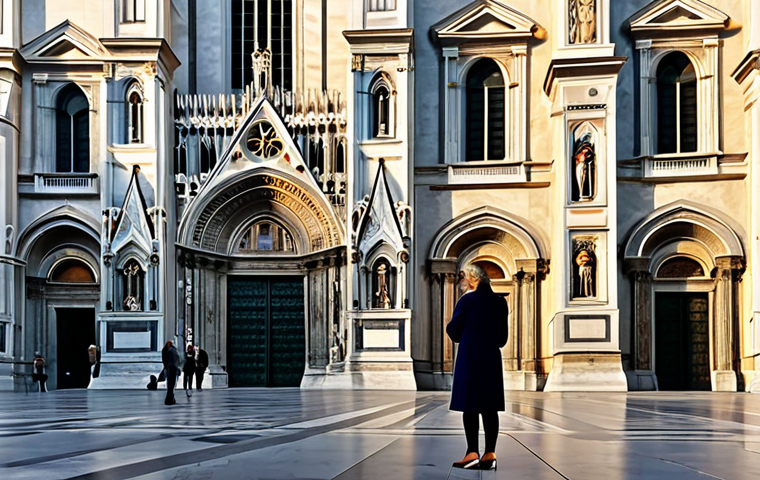 **

"A professional architect, fully clothed in a stylish but modest dress and comfortable shoes, standing in front of the Duomo di Milano during golden hour, reviewing blueprints. Safe for work, appropriate content, professional setting, perfect anatomy, natural proportions, family-friendly."

**