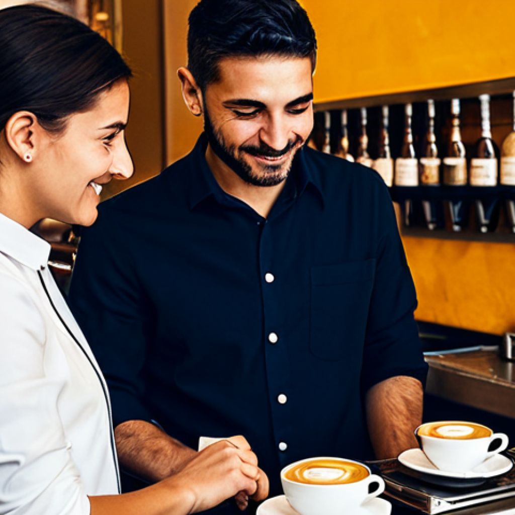 **

"A bustling Italian cafe scene in Rome, professional baristas preparing cappuccinos, fully clothed customers enjoying conversations, appropriate attire, safe for work, perfect anatomy, natural proportions, warm lighting, family-friendly atmosphere, high-quality photography, realistic details, modest clothing, professional."

**