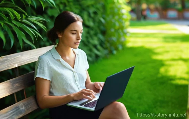 스토리텔러 실무에서 발생할 수 있는 문제 - **Prompt 1: From Digital Strain to Natural Inspiration**
    A female writer, aged 35-45, with a sli...