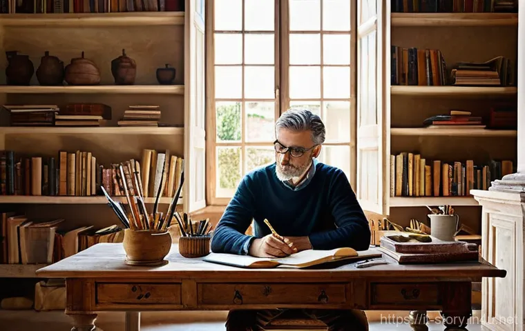 스토리텔러 자격증 시험 출제 경향 - **Prompt 2: The Adaptive Digital Storyteller in a Modern Italian Workspace**
    "A focused and dyna...