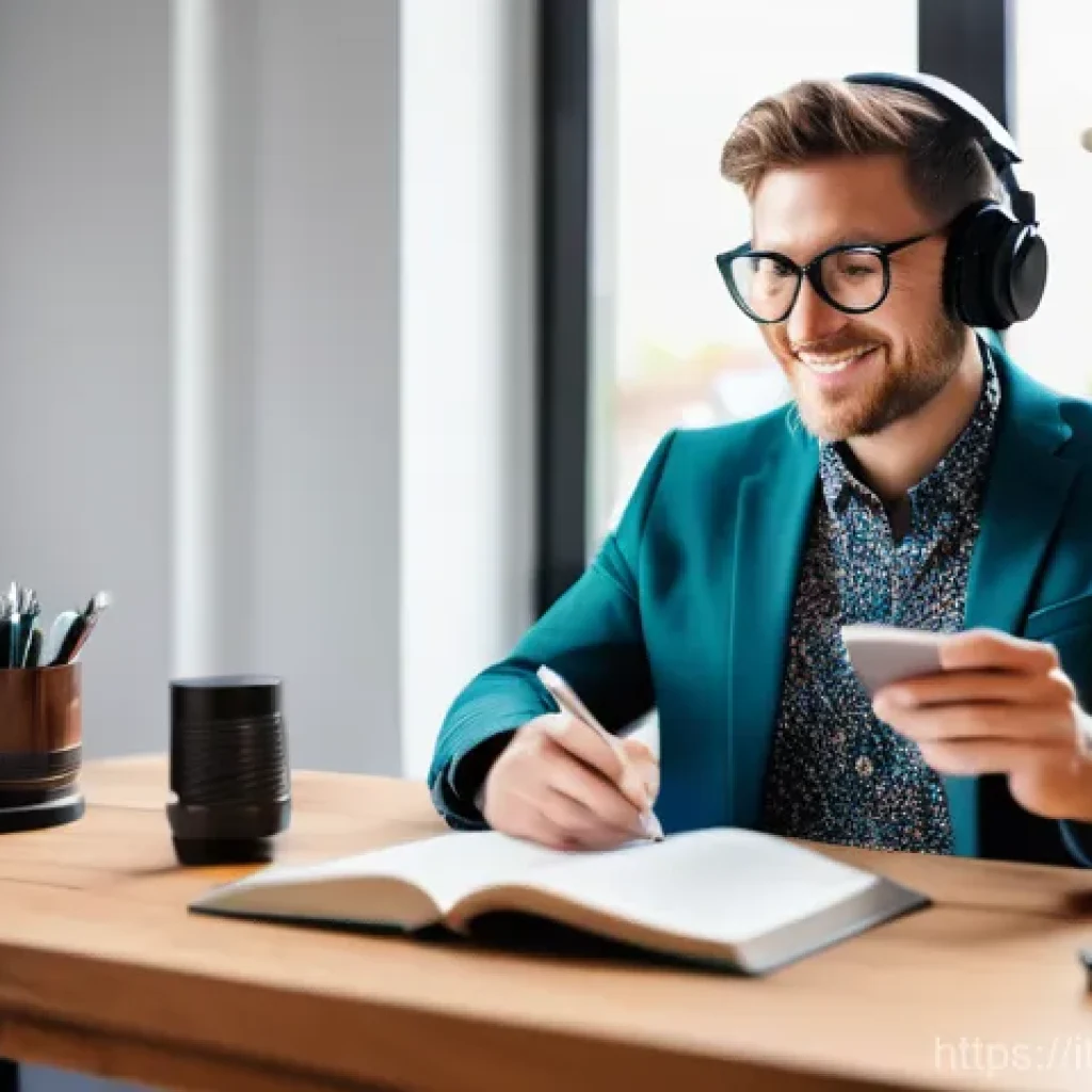 스토리텔러 자격증 시험의 난이도 변화 - **A Modern Storyteller's Dynamic Workspace**
    A vibrant, high-definition photograph of a diverse ...