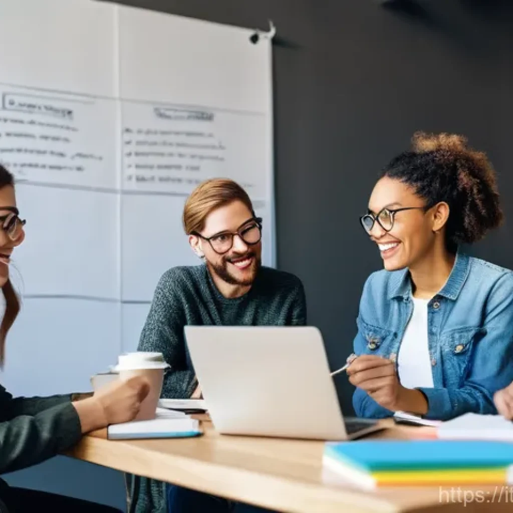 스토리텔러 자격증 준비 스터디 그룹 운영법 - **A Diverse Storytelling Study Group in Action:** A group of 4-5 diverse adults, including both men ...