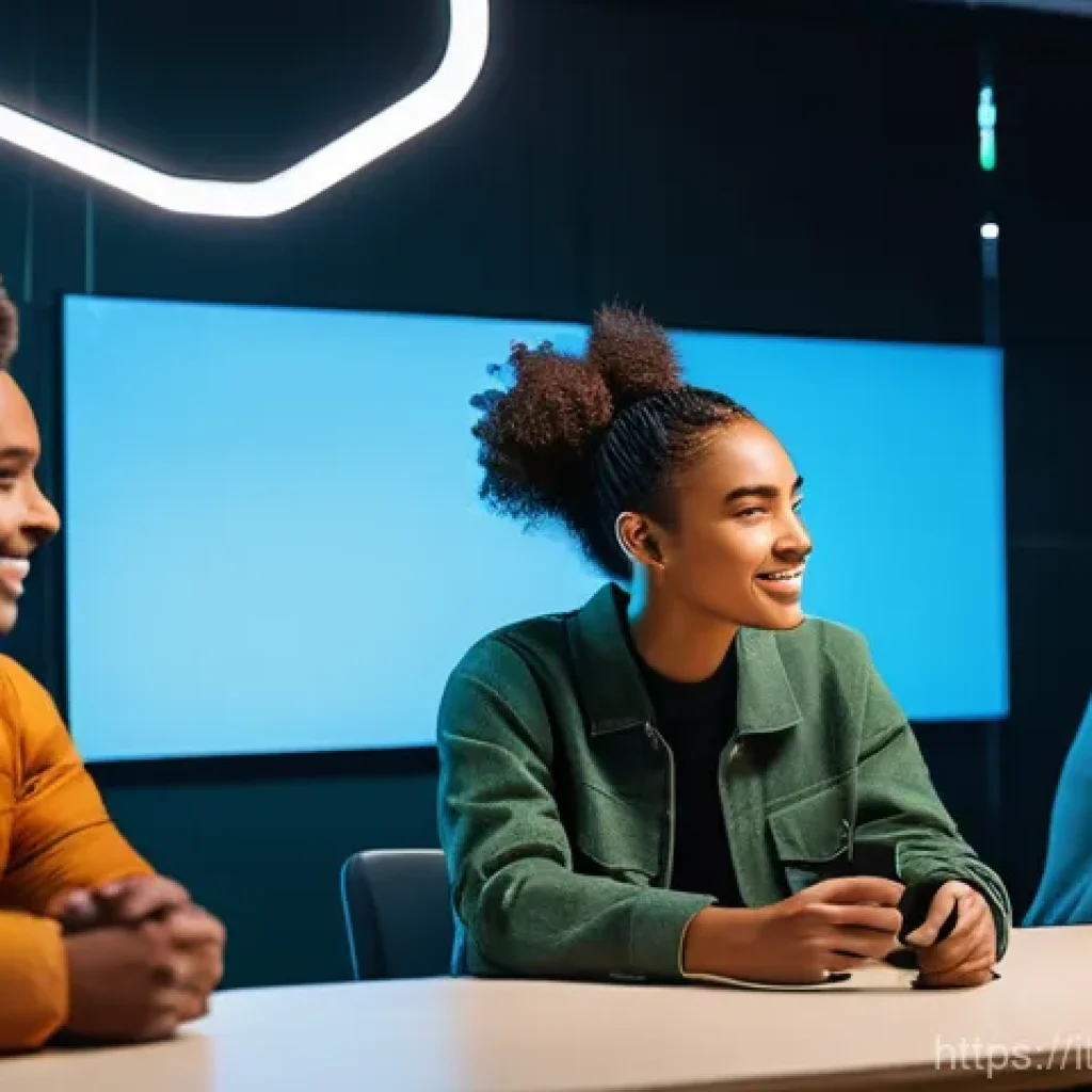 스토리텔러 직무와 관련된 실질적 가이드 - **Prompt:** A dynamic, bright image of a diverse group of young adults, dressed in stylish yet casua...