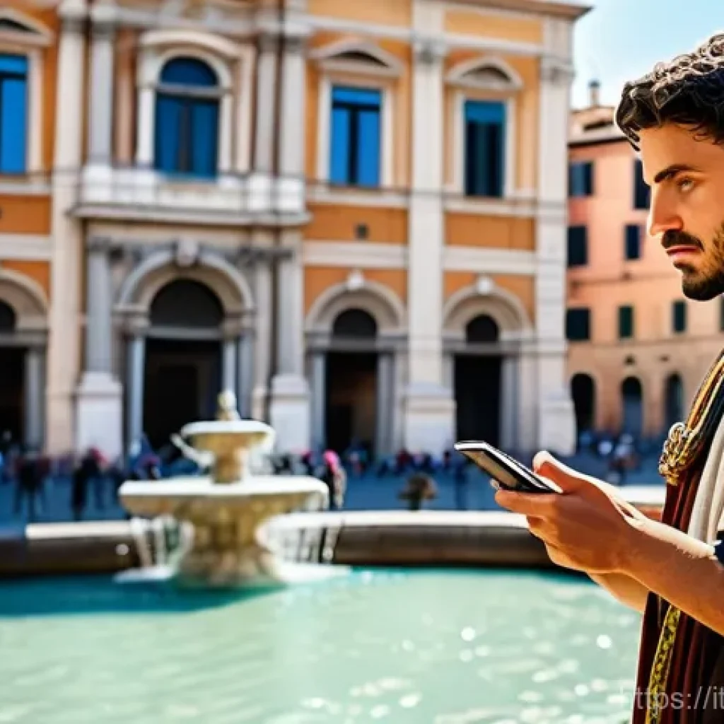 스토리텔러가 만드는 혁신적인 이야기 - **Immersive AR Historical Storytelling in Rome**
    "A young adult, roughly 25-35 years old, with a...