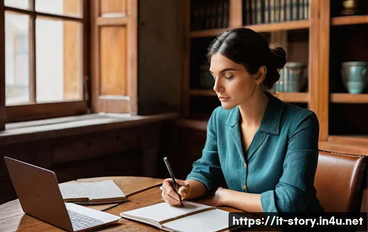 스토리텔러와 데이터 기반 이야기 제작 - **Prompt:** A cozy Italian study, bathed in soft, warm light from a large window overlooking a bustl...