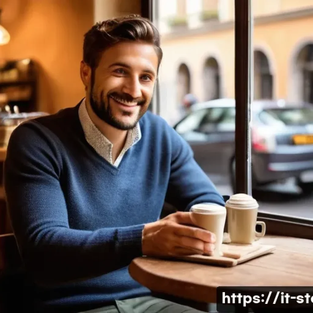 스토리텔러가 알아야 할 글쓰기 기술 - **Prompt for "Virtual Coffee Dialogue":**
    "A charming, authentic Italian café, possibly in Rome ...