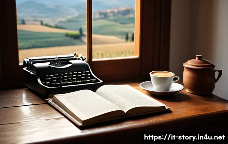 스토리텔러로서 스토리 구성을 잘하는 방법 - A detailed scene of a writer’s cozy study room in Italy, featuring warm natural light filtering thro...