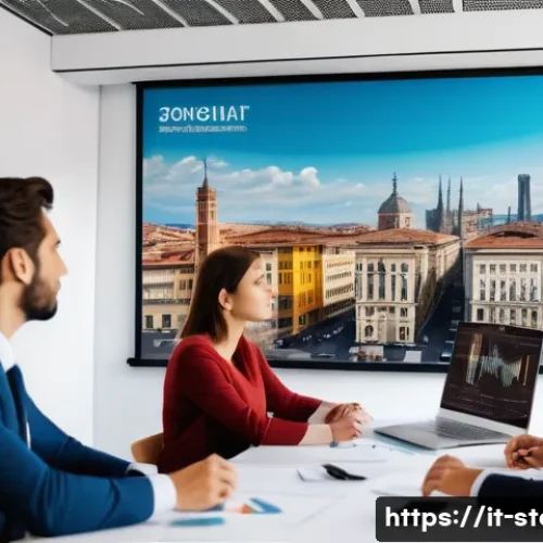 스토리텔러 관련 직업과 스토리 제작 방법과 사례 분석과 연구와 전략 - A modern Italian professional storytelling workshop scene set in a stylish Milan office with large w...