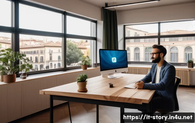 스토리텔러 관련 직업의 필요 역량 - A modern digital storyteller at a sleek, minimalist workspace in Milan, Italy, surrounded by multipl...