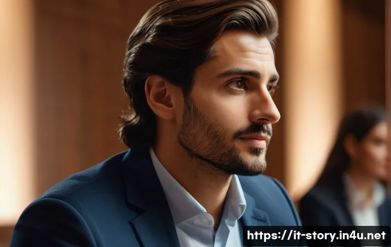 스토리텔러 실기 시험의 평가 기준과 전략 - A confident young Italian speaker standing on a stage in a formal setting, wearing smart casual atti...