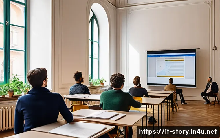 스토리텔러 자격증 취득 과정의 성공 사례와 전략 - A modern Italian storyteller workshop scene set in a bright, stylish classroom in Milan, featuring d...