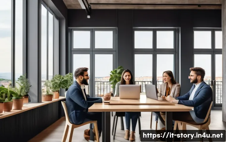 스토리텔러로서 성공하기 위한 5가지 법칙 - A professional Italian entrepreneur in a modern co-working space, dressed in smart casual attire, en...