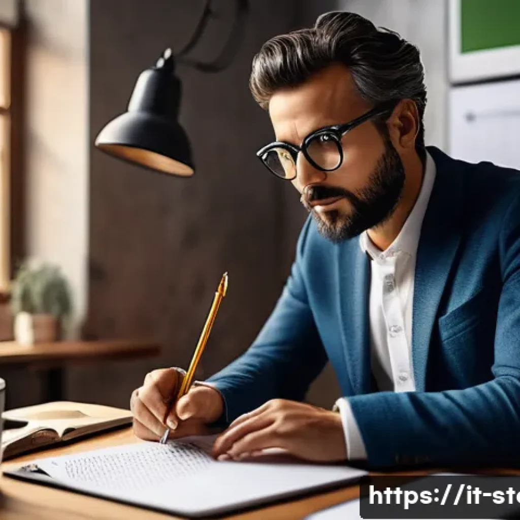 스토리텔러 자격증의 가치와 미래 전망 - A professional Italian storyteller in a modern creative workspace, surrounded by multimedia tools li...