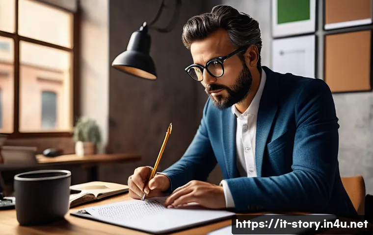 스토리텔러 자격증의 가치와 미래 전망 - A professional Italian storyteller in a modern creative workspace, surrounded by multimedia tools li...