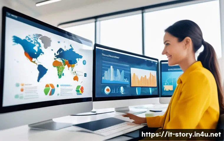 스토리텔러 실무에서 스토리 큐레이션 활용 - A modern digital marketing team in a bright, contemporary office setting, actively engaged in storyt...