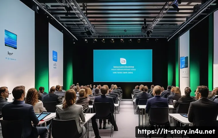 스토리텔러가 주목해야 할 국내외 강연 정보 - A modern hybrid storytelling conference scene in Amsterdam, featuring a diverse group of professiona...