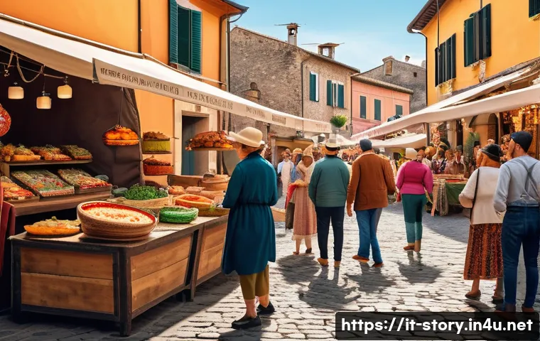스토리텔러가 참여한 주요 프로젝트와 성공 사례 - A vibrant local brand campaign scene set in a charming Italian village square during a lively cultur...