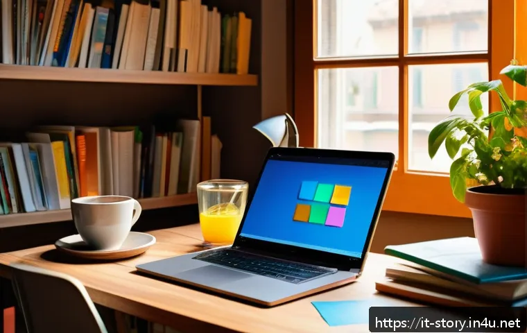 스토리텔러 직무에서의 창의적 사고 적용법 - A cozy writer’s nook in a modern Italian apartment, sunlight streaming through large windows onto a ...