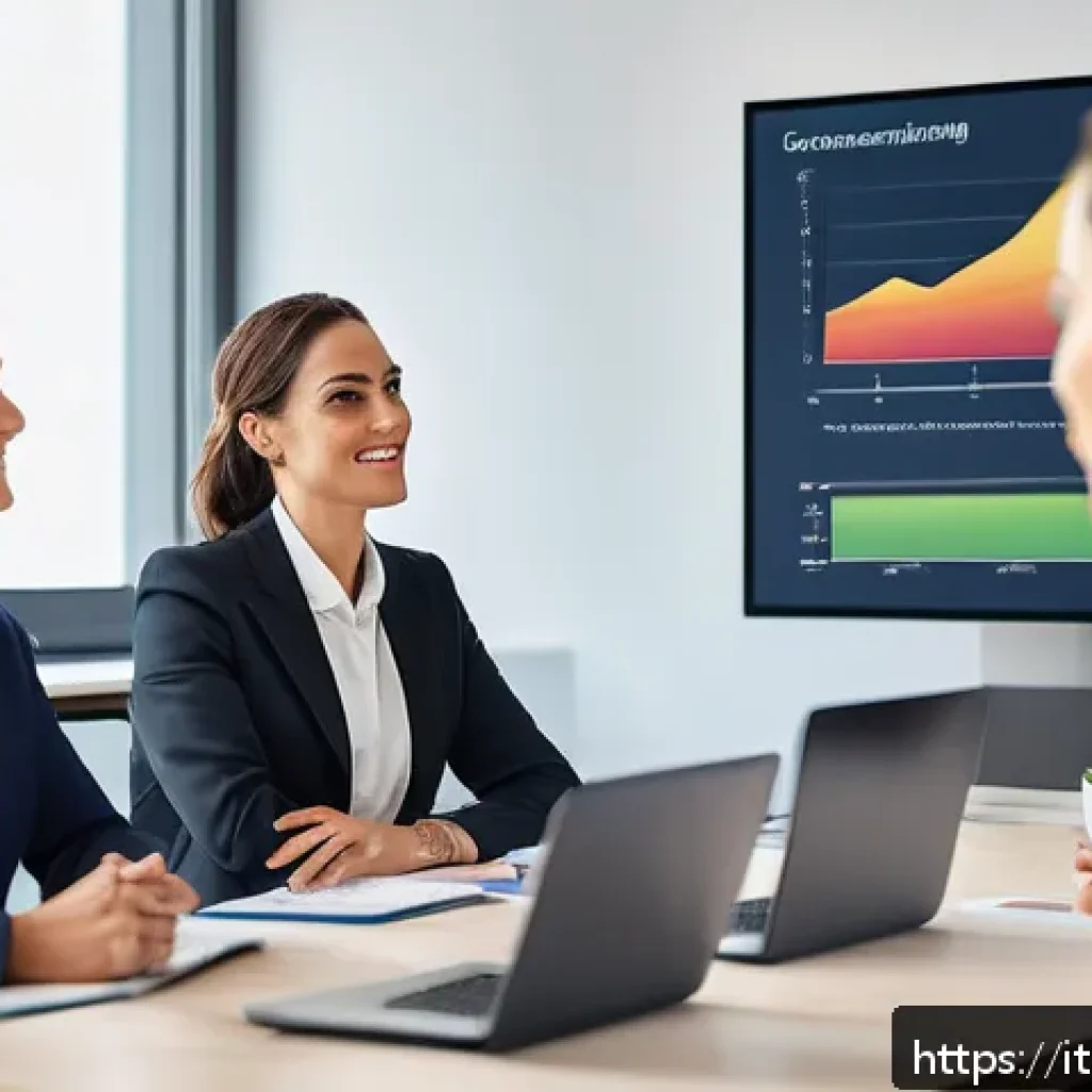 스토리텔러 자격증과 관련된 해외 사례 - A professional business setting showing a confident female leader in her 30s giving a presentation t...