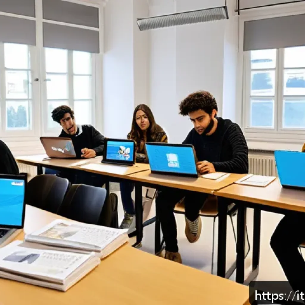 스토리텔러 관련 학위 및 학위 과정 - A modern university classroom in Italy focused on digital storytelling education: diverse group of y...