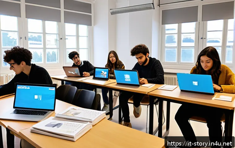 스토리텔러 관련 학위 및 학위 과정 - A modern university classroom in Italy focused on digital storytelling education: diverse group of y...