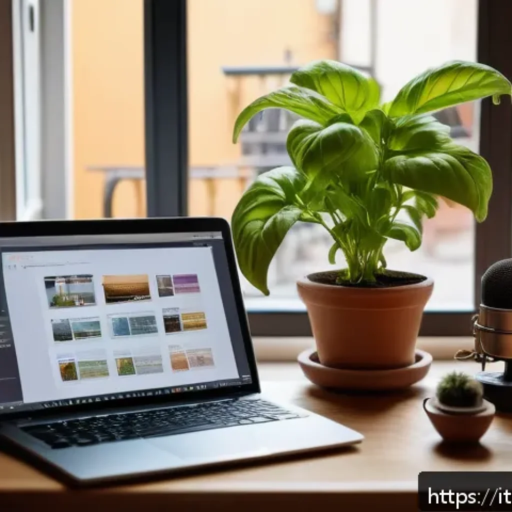 스토리텔러가 배우는 창의적 글쓰기 - A cozy creative writer's workspace in a modern Italian apartment, featuring a wooden desk with a sle...