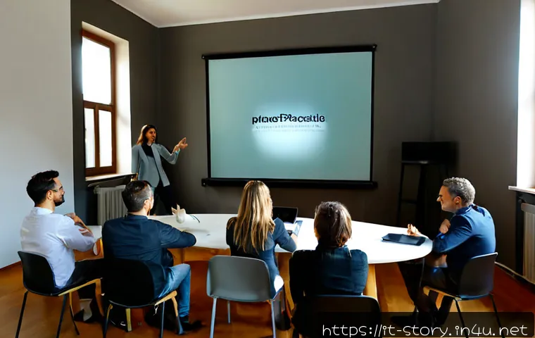 스토리텔러가 준비하는 프리젠테이션 팁 - Photorealistic Italian business storyteller rehearsing a presentation in a bright Milan creative stu...